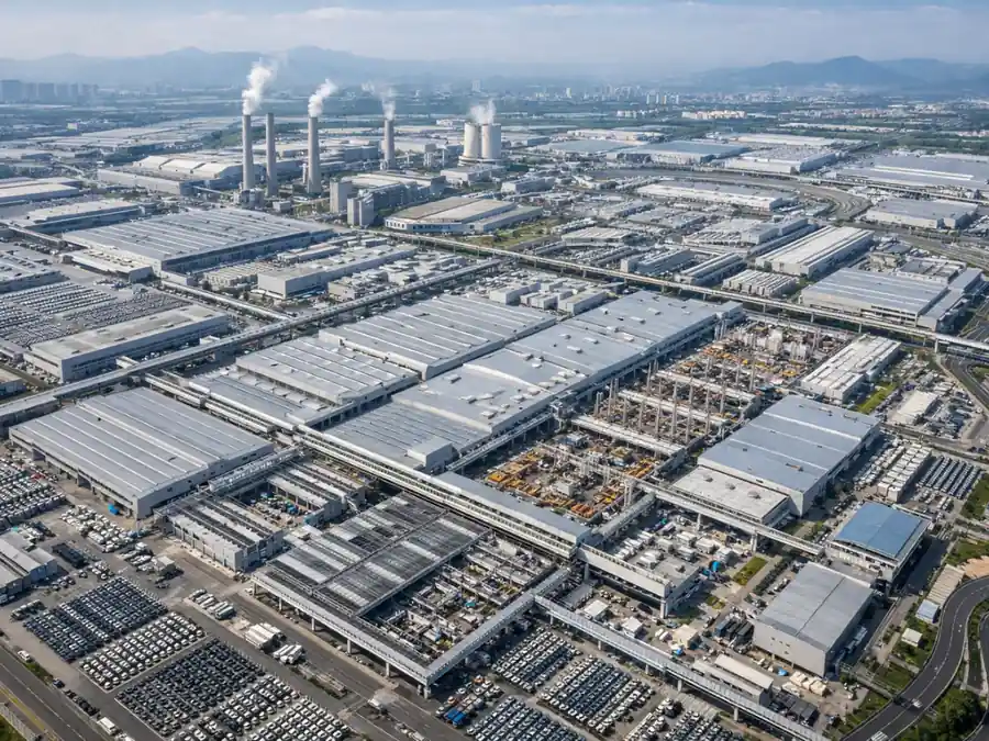 Linha de produção em fábrica avaliada durante processo de sourcing